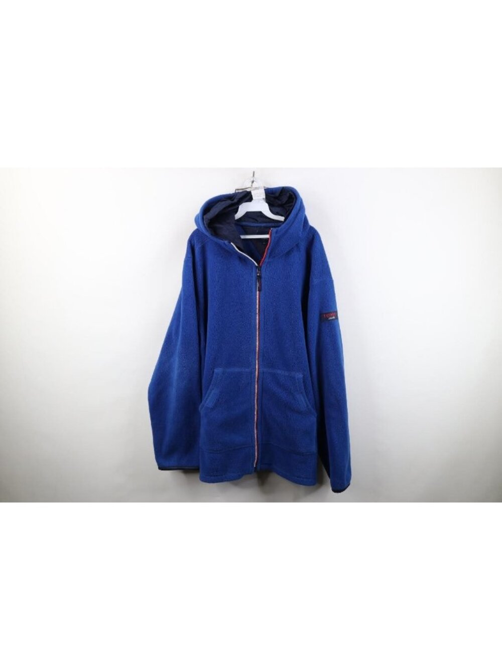 Vintage 90s Y2K Tommy Hilfiger Mens XL Spell Out Full Zip Fleece Hooded Jacket